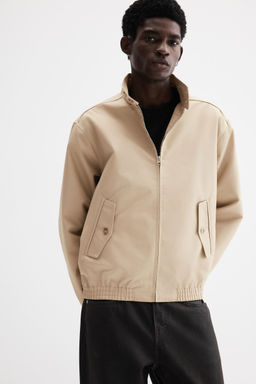 H&M - Men Beige Loose Fit Funnel-Neck Jacket