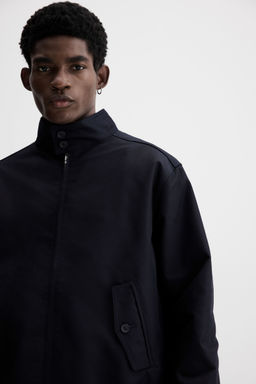 H&M - Men Blue Loose Fit Funnel-Neck Jacket