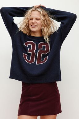 H&M - Women Blue Motif-Detail Jumper