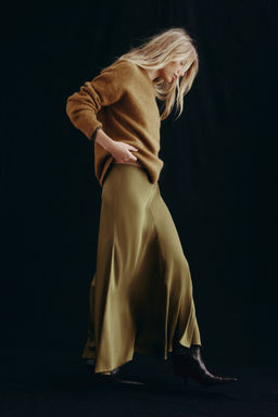 H&M - Women Yellow Satin Maxi Skirt