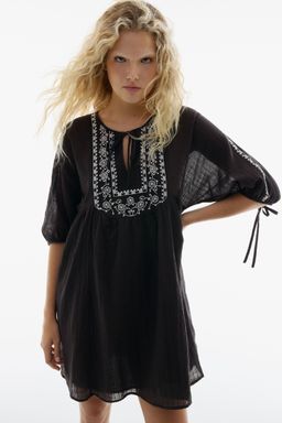 H&M - Women Brown Embroide Tunic Dress