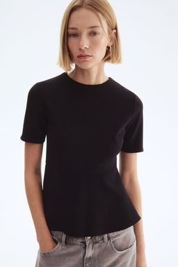 H&M - Women Black Peplum Top