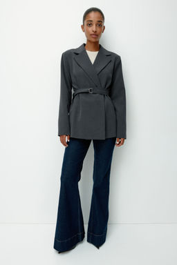 H&M - Women Grey Belted Blazer