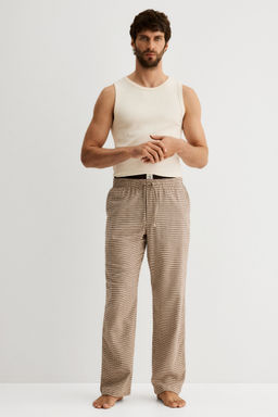 H&M - Men Beige Relaxed Fit Flannel Trousers