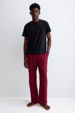 H&M - Men Red Relaxed Fit Flannel Trousers