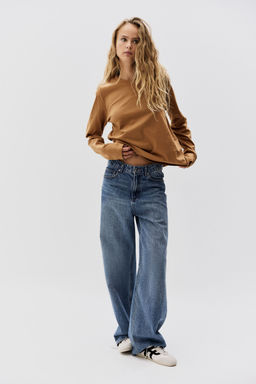 H&M - Women Brown Long-Sleeved Cotton Top