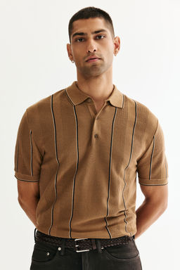 H&M - Men Beige Regular Fit Polo Shirt