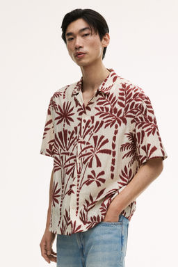 H&M - Men White Regular Fit Textu Resort Shirt