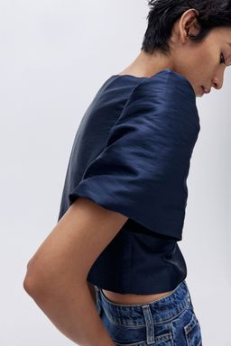 H&M - Women Blue Puff-Sleeved Blouse