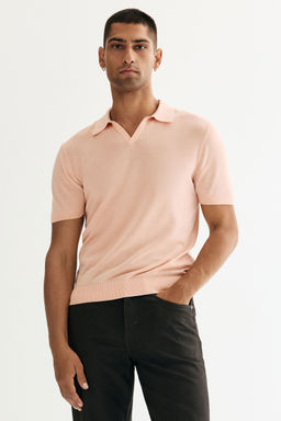 H&M - Men Pink Regular Fit Lyocell-Blend Polo Shirt