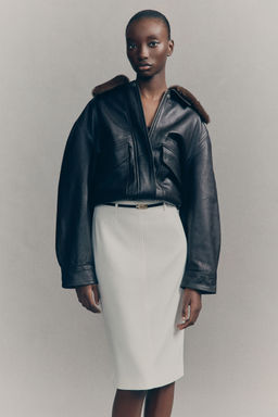 H&M - Women White Belted Pencil Skirt