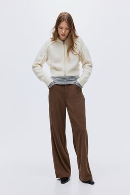 H&M - Women Brown Ribbed Velour Trousers