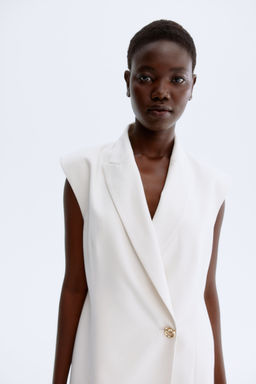 H&M - Women Beige Double-Breasted Waistcoat