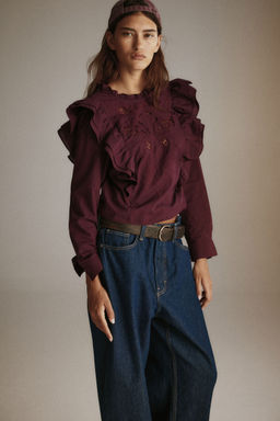 H&M - Women Red Broderie Anglaise Blouse