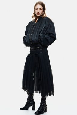 H&M - Women Black Eyelet-Detail Plissa Skirt