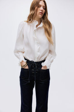 H&M - Women Blue Fla High Jeans