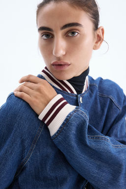 H&M - Women Blue Denim Bomber Jacket