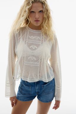 H&M - Women White Plumeti Mesh Blouse