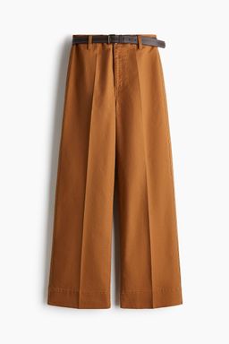 H&M - Women Brown Belted Canvas Trousers