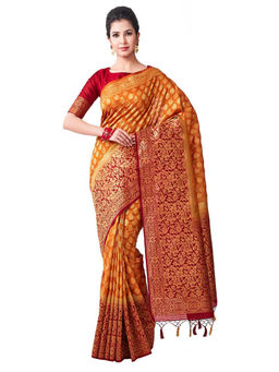 Mimosa - Silk Mustard Saree With Blouse Piece