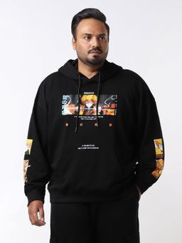 Bewakoof - Men's Black Zenitsu Graphic Printed Oversized Plus Size Hoodies
