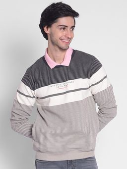 CRIMSOUNE CLUB - Men's Grey Striped Sweatshirt