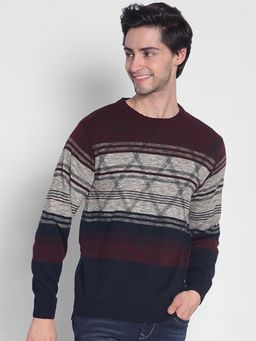 CRIMSOUNE CLUB - Men's Maroon Striped Sweater