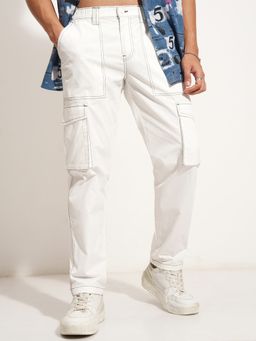 HIGHLANDER - Men White Solid Cargo