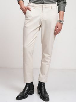 HIGHLANDER - Men Beige Solid Formal Trouser