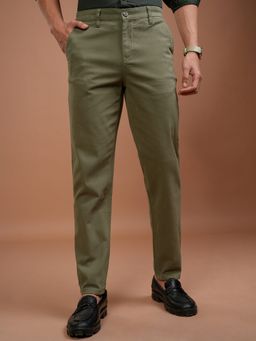 HIGHLANDER - Men Olive Solid Formal Trouser