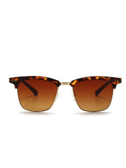 French Connection - Brown Lens Clubmaster Sunglass Full Rim Brown Frame With Gradient