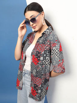 RIGO - Women Black Beige Print Shirt