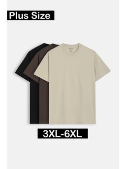 Snitch - Multicolour Solid Half Sleeves Regular Casual Plus Size T-shirt for Men
