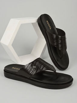 REGAL - Brown Men Textured Leather Sandals