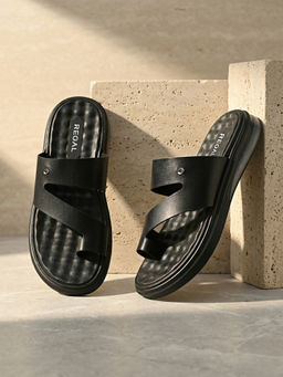 REGAL - Black Men Stylish Leather Sandals