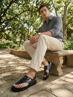 REGAL - Grey Men Textured Leather Stylish Sandals