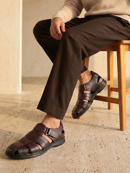 REGAL - Burgundy Men Leather Fisherman Sandals