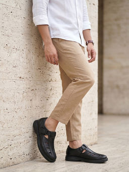 REGAL - Black Men Leather Fisherman Sandals