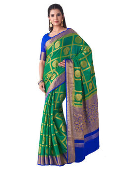 Mimosa - Chiffon Green Saree With Blouse Piece