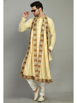 ONE MAN SHOW - Men Solid Yellow Kurta & Pant with Dupatta (Set of 3)