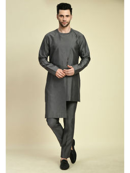 ONE MAN SHOW - Men Solid Grey Kurta & Pant (Set of 2)