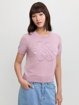Pomelo - Embroidered Knit Top - Pink
