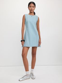 Pomelo - Denim Shift Dress - Light Blue