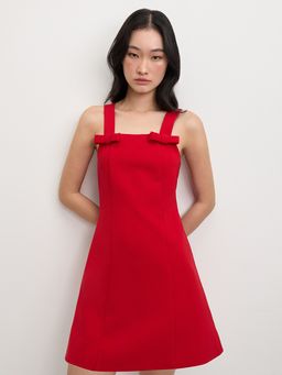 Pomelo - Bow Square Neck Dress - Red