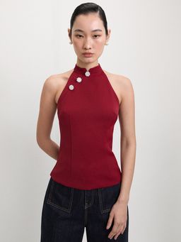 Pomelo - Asymmetrical Halter Top - Red