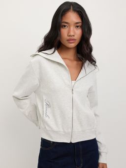 Pomelo - Hooded Tracksuit Jacket - Light Grey