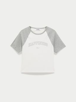 Pomelo - Colorblock Graphic Print Tee - White