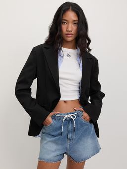 Pomelo - Fitted Single-breasted Blazer - Black