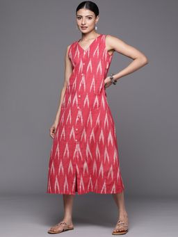 Varanga - Women Ikat Front Slit A Line Midi Dress