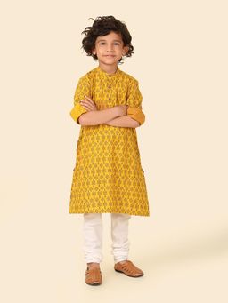 Fabindia - Yellow Printed Long Kurta